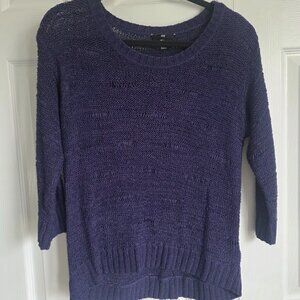 sz Sm navy loose knit 3/4 sleeve sweater